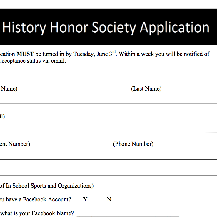 History Honor Society application
