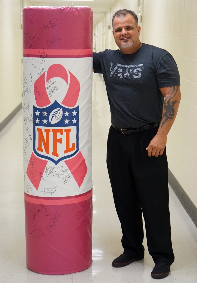 We’re auctioning an autographed Tampa Bay Bucs goal post pad