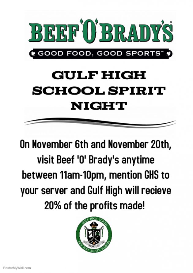 Beef O’ Brady’s November Nights Gulf High School